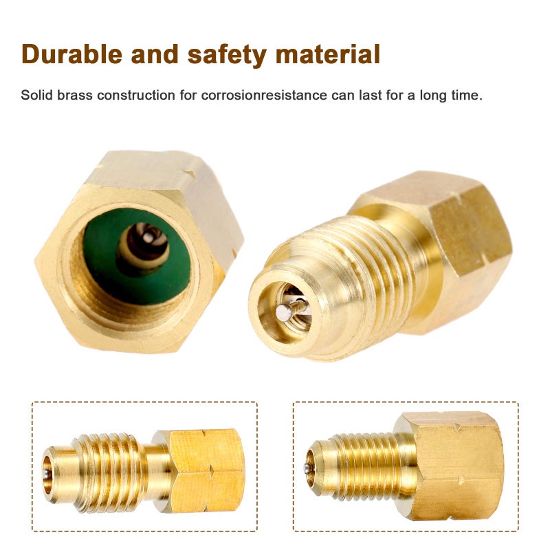 Mtsooning محول R1234yf مع قلب صمام، أنثوي FL × 1/2'' LH-ذكر، 1/2'' LH أنثوي × 1/4'' SAE FL ذكر، مناسب لتحويل التبريد، مع 1 مزيل قلب صمام - Image 3